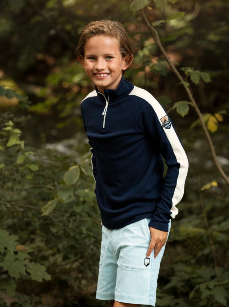 WoolLand Ål Half-Zip Genser, Barn<br> Sporty genser i 100% merinoull!