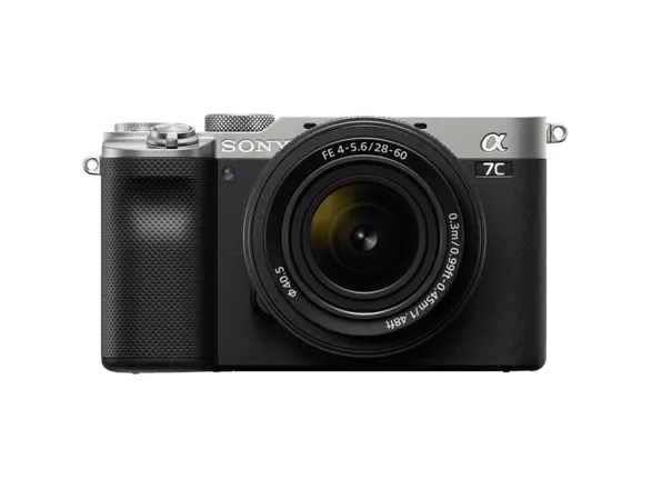 Sony a7C ILCE-7CL - Digitalkamera - spejlløst - 24.2 MP - Full Frame - 4K / 30 fps - 2.1x optisk zoom 28 - 60 mm objektiv - Wireless LAN, NFC, Bluetooth - sølv