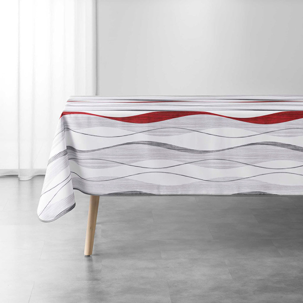 Nappe rectangulaire ONDULYS blanc argent polyester 150x240cm