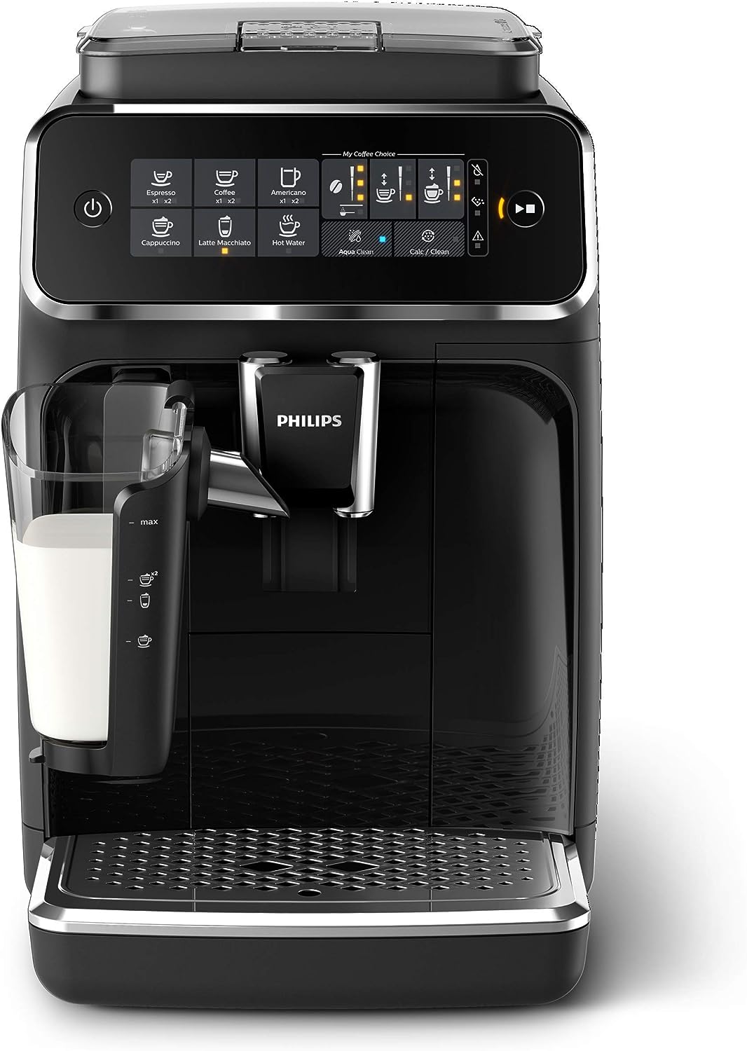 Máquina de café expresso totalmente automática Philips Série 3200 com LatteGo, preta (recondicionada)