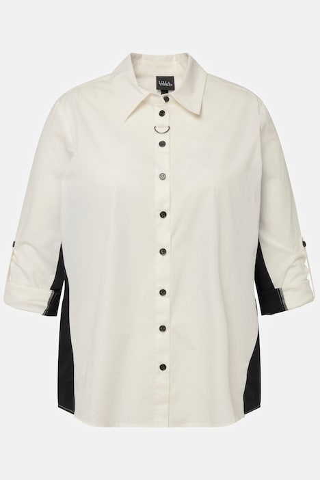 Hemdbluse, farbige Einsätze, Hemdkragen, Langarm