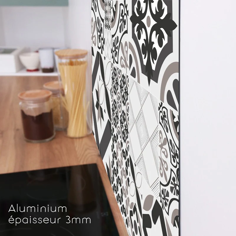 Crédence cuisine Fond de hotte ALU L 60xH 70cm - NAPLES TAUPE 99deco
