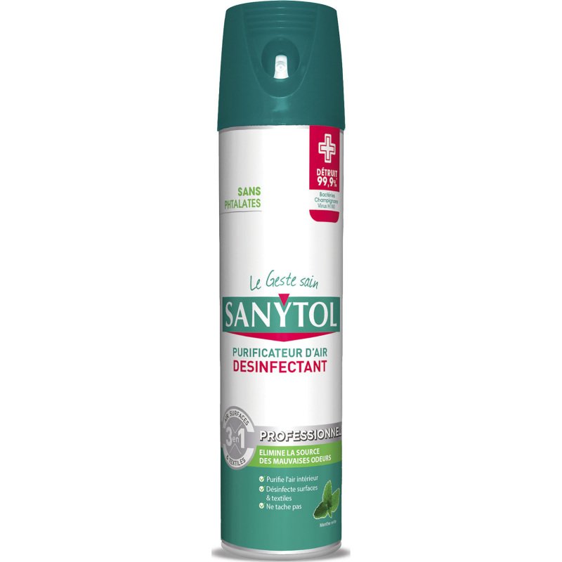 Purificateur d’air désinfectant surfaces & textiles Sanytol Professionnel - Aérosol 600 ml
