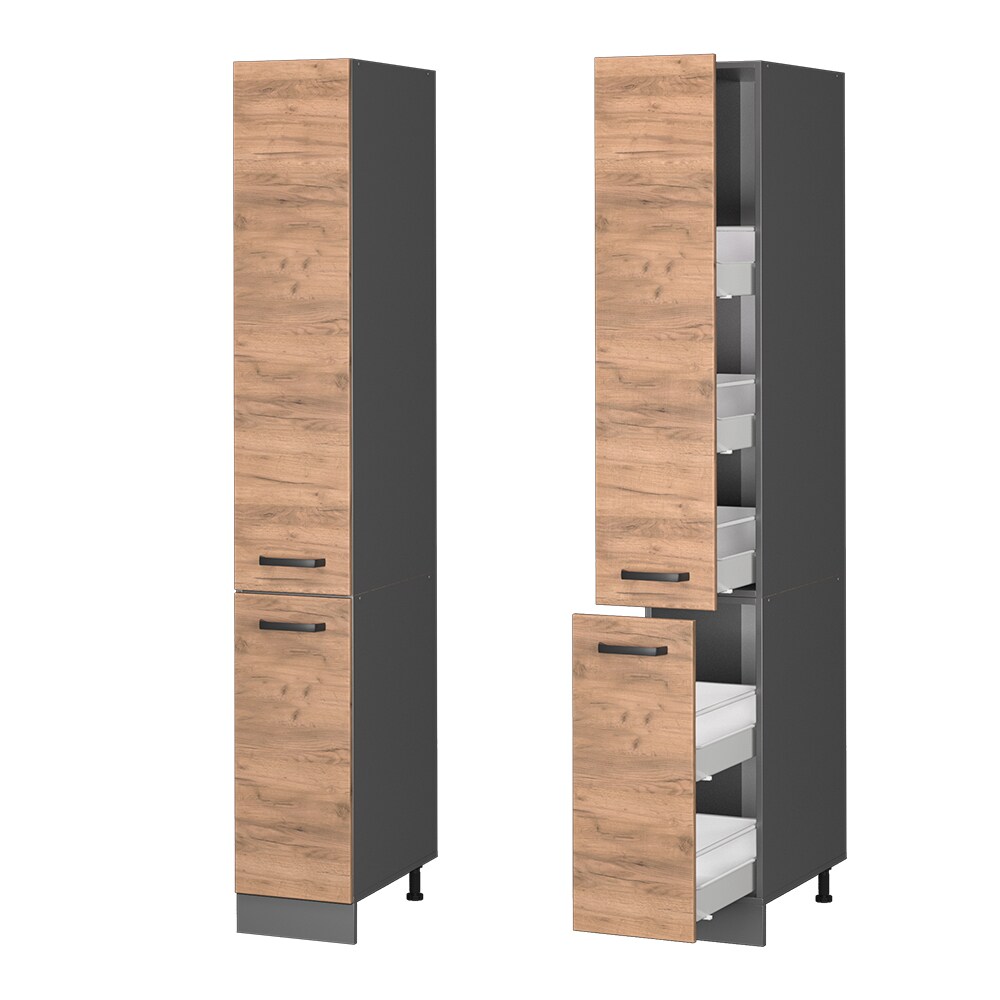 Vicco Apothekerhochschrank Küchenschrank Küchenzeile R-Line 30 cm Anthrazit Eiche