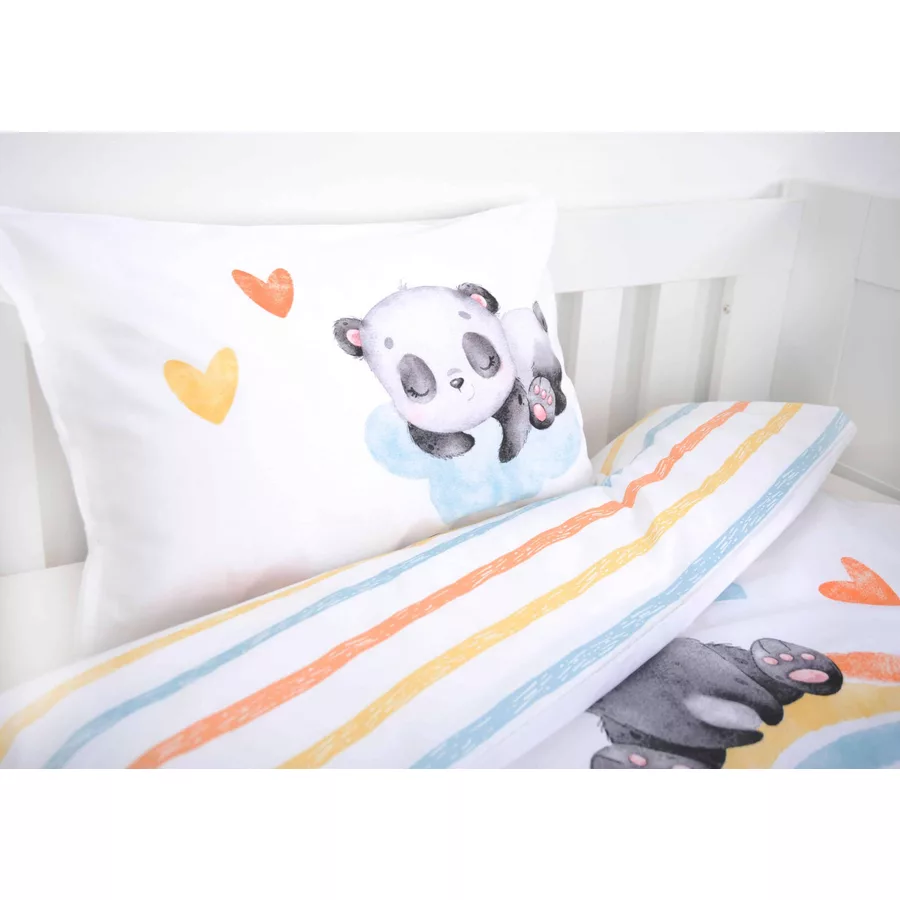 babybest®Flanell-Bettwäsche Regenbogen Panda 100 x 135cm