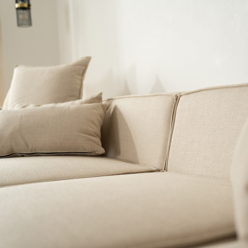 HOME DELUXE Modulaire 3-zitsbank met Hocker - Beige