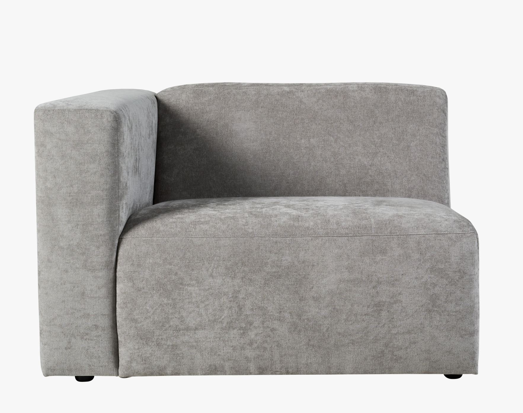 Modulsofa 1,5 seter m/armlene venstre grå - 110x93x73 cm