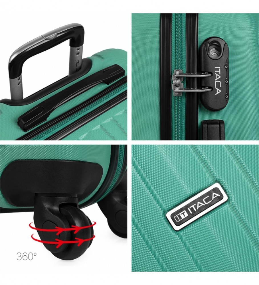 Mala de cabine rígida ITACA com 4 rodas T71550 Verde Menta - 55x38x20cm -