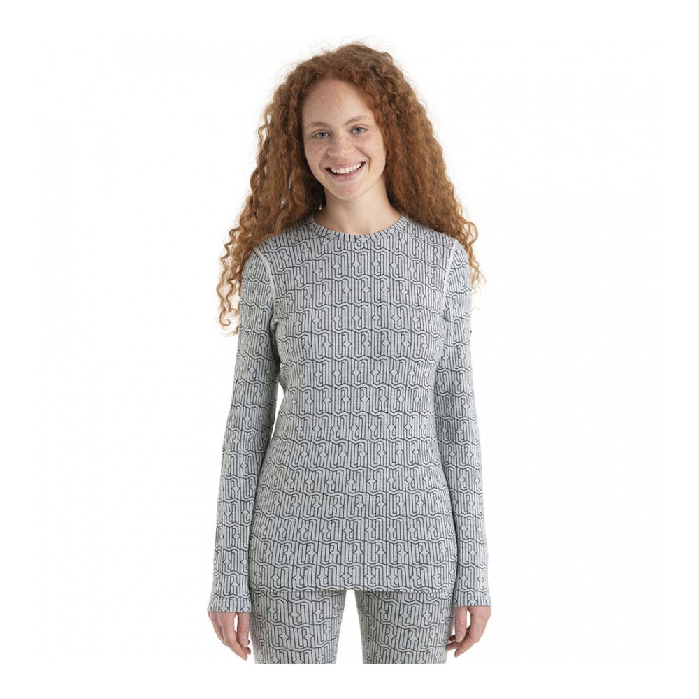 Icebreaker 260 VERTEX CREWE HERENGA - Sous-couche Femme snow/black