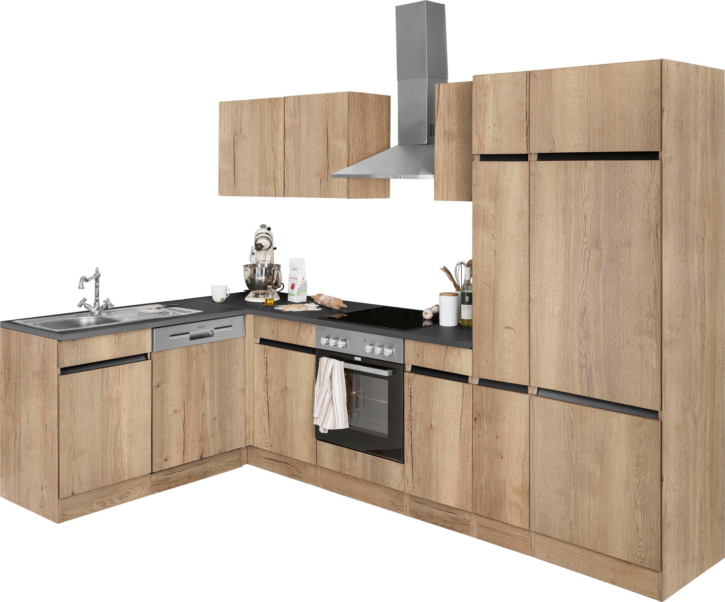 OPTIFIT Winkelküche »Roth« Stellmasse 300x175 cm, wahlweise mit E-Geräten, mit Apothekerschrank
