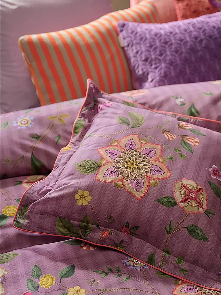 PIP STUDIO Perkal Bettwäsche FLORES BAILANDO 70x90cm/140x200cm Lila lila