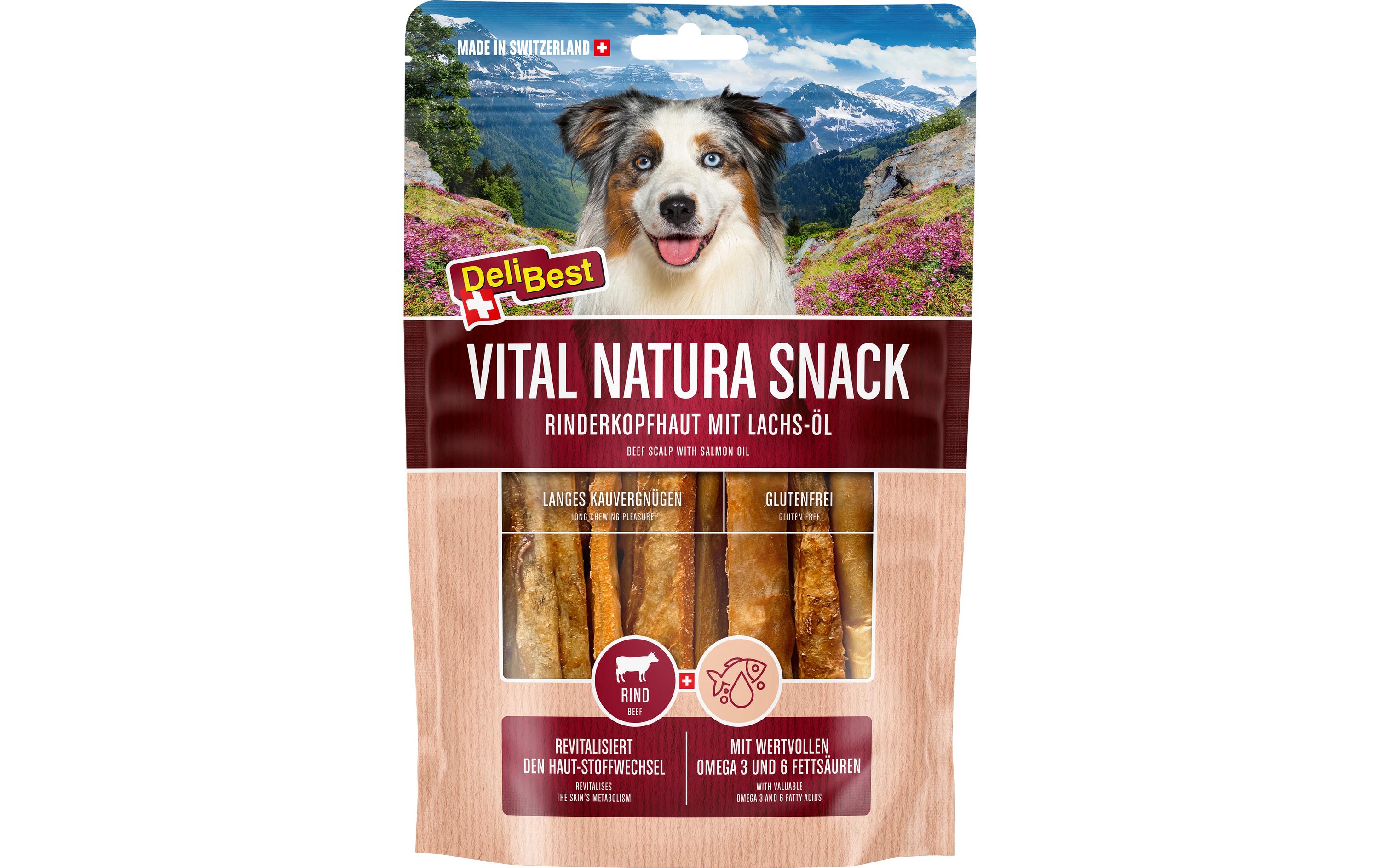 Kaustange Vital Natura Snack mit Wildlachsöl, 200 gNatürlicher Kausnack für Hunde