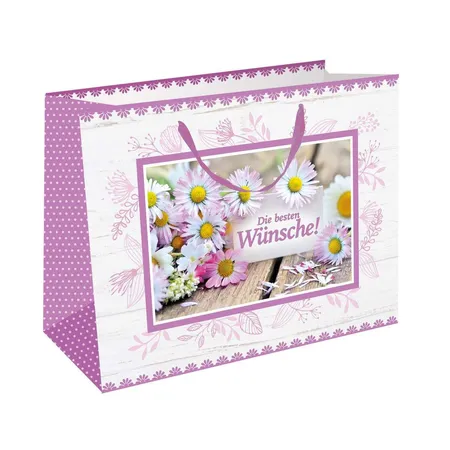 Trötsch Geschenktasche 3D Blumen quer, 2-Fach sortiert
