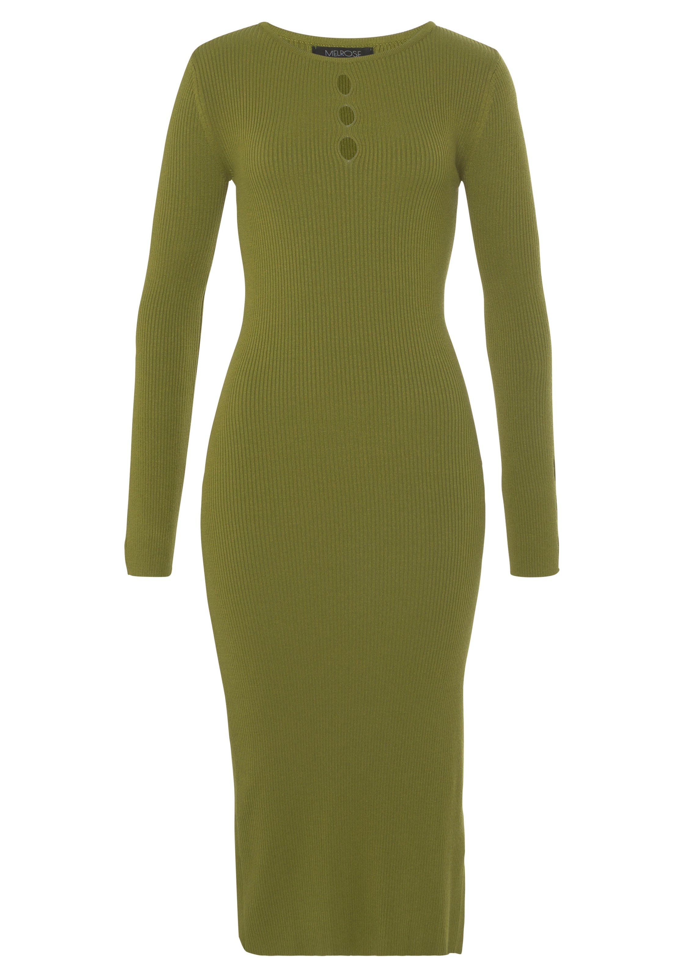 Melrose Strickkleid in Midi-Länge mit femininen Cut-Outs und seitlichem Schlitz