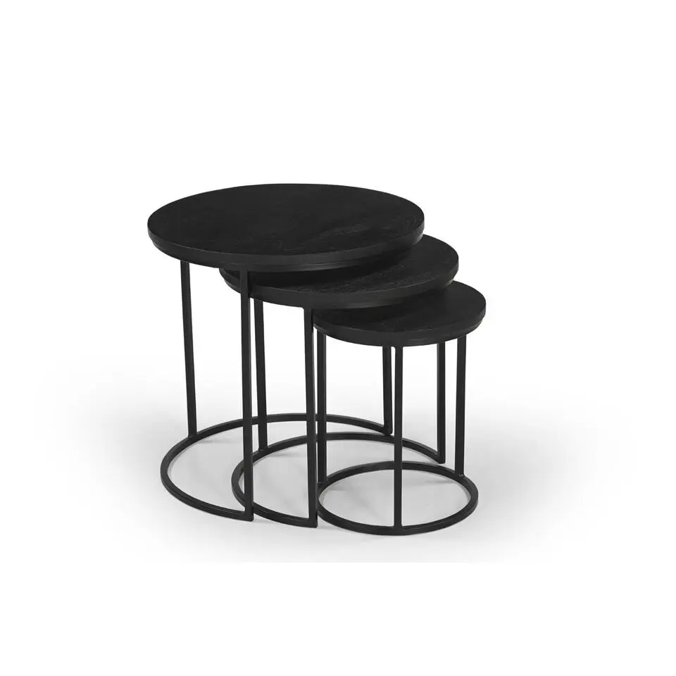 Salontafel Organisch - Zwart Mangohout - Set Van 3 - Kila