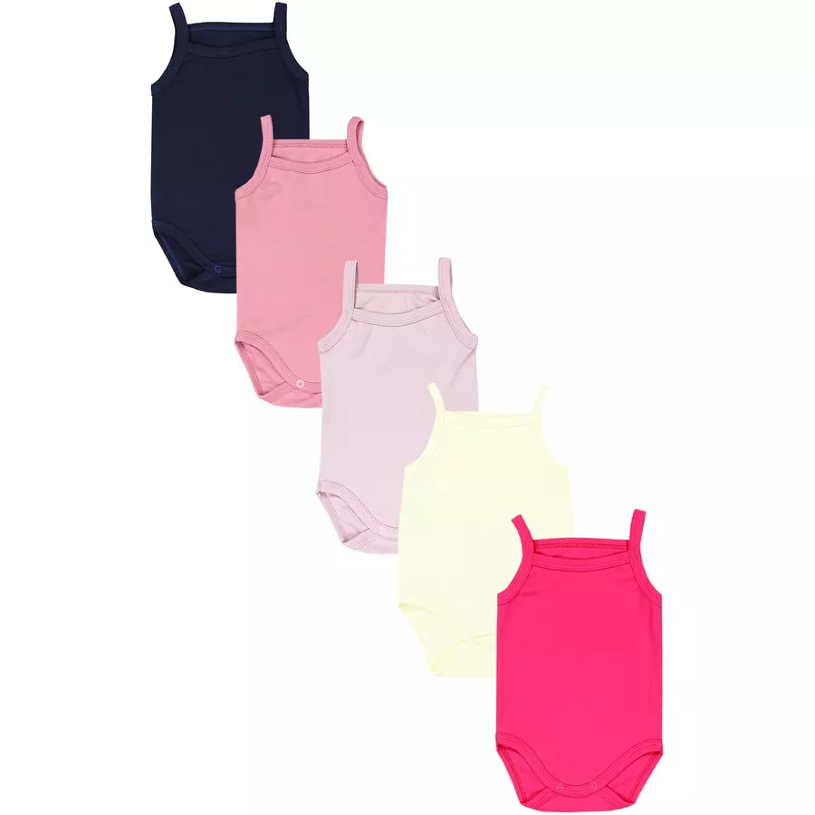 TupTam Mädchen Babybody mit Spagettiträger Sommer 5er Pack ecru