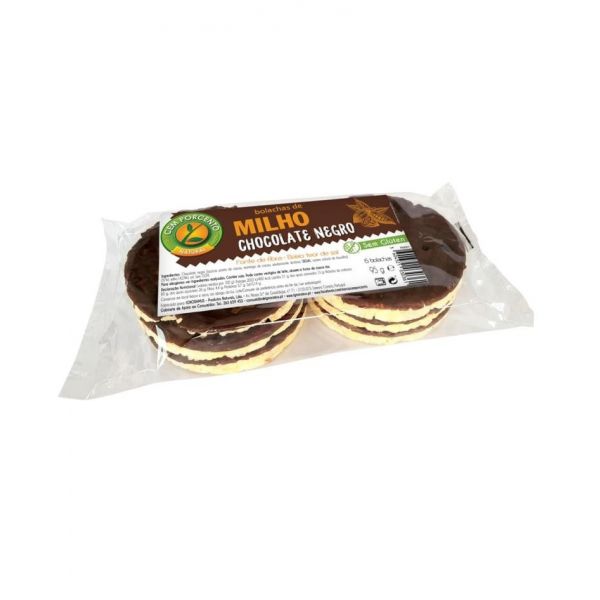 Cem Porcento Bolacha de Milho com Chocolate Negro 95g