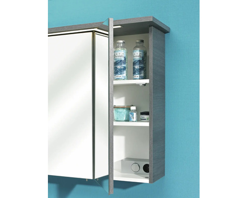 Pelipal Quickset 328 badkamermeubelset, BxHxD 145 x 200 x 39 cm, grafiet getextureerde fronten, met witte glazen wastafel, onderkast en bovenkast 328.120007