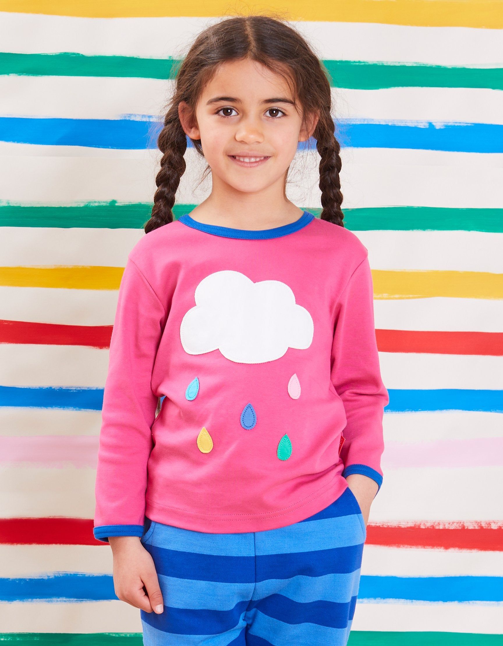 Toby Tiger Langarmshirt mit Wolken Applikation