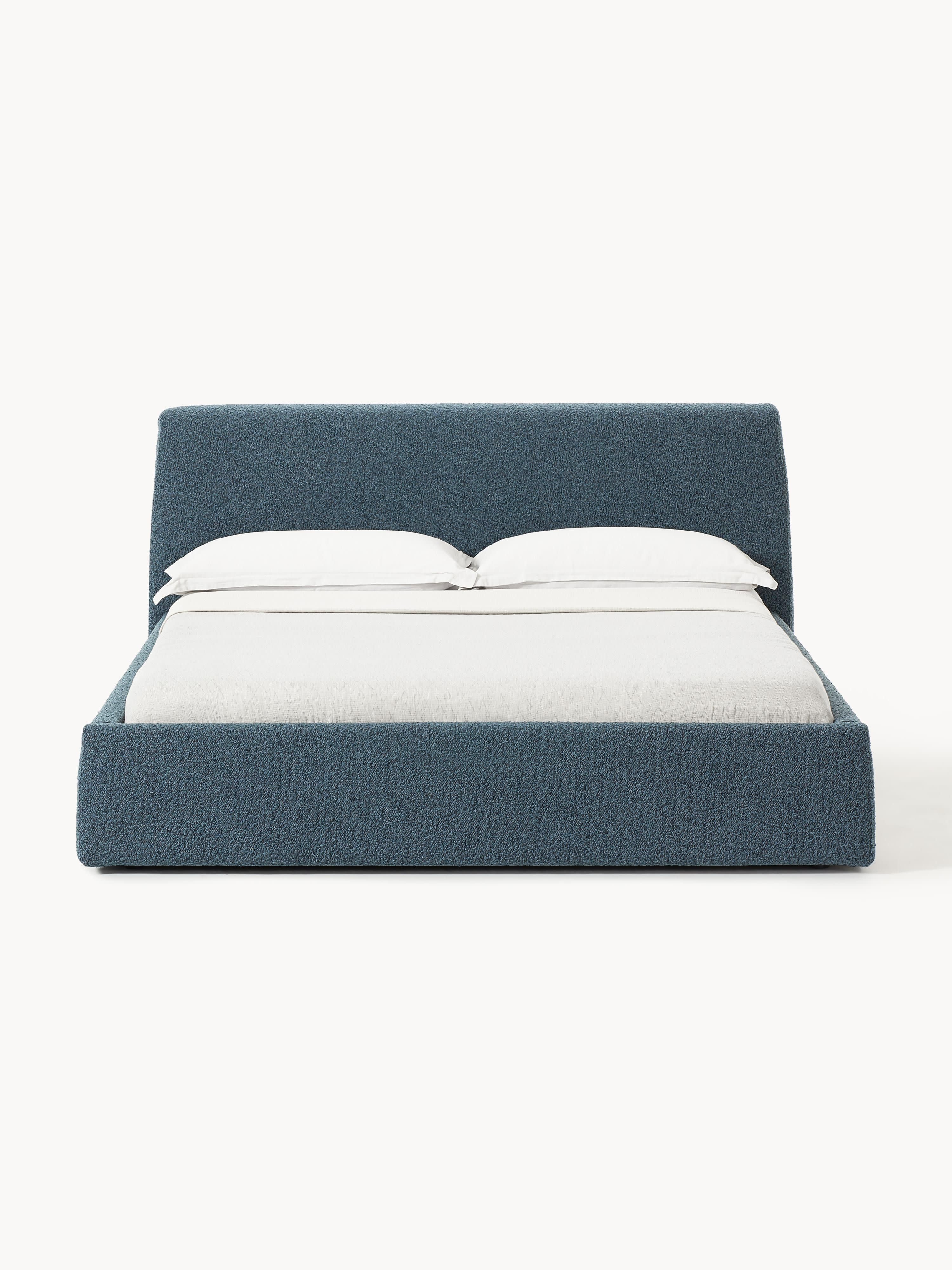 Bouclé gestoffeerd bed Cloud met opbergruimte