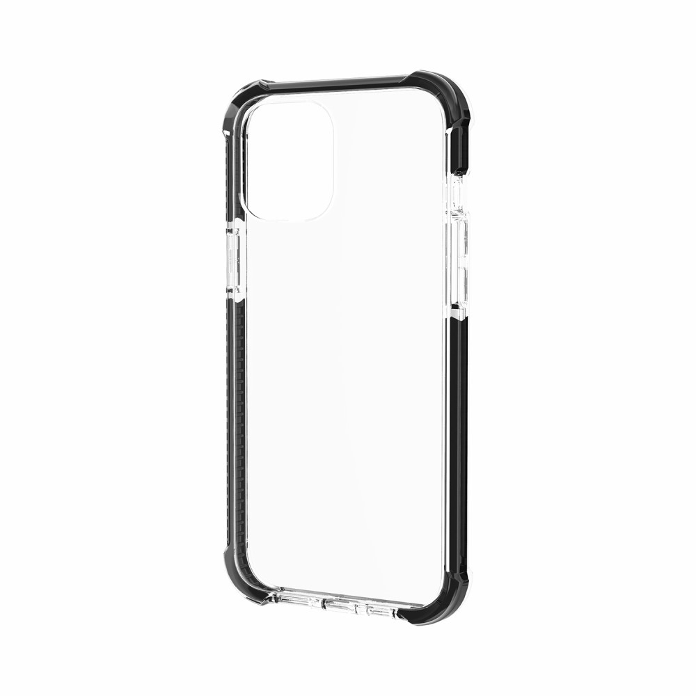 iPhone 12 / iPhone 12 Pro Hybrid Bumper Hülle mit Air Cushion Fallschutz - Schwarz / Transparent
