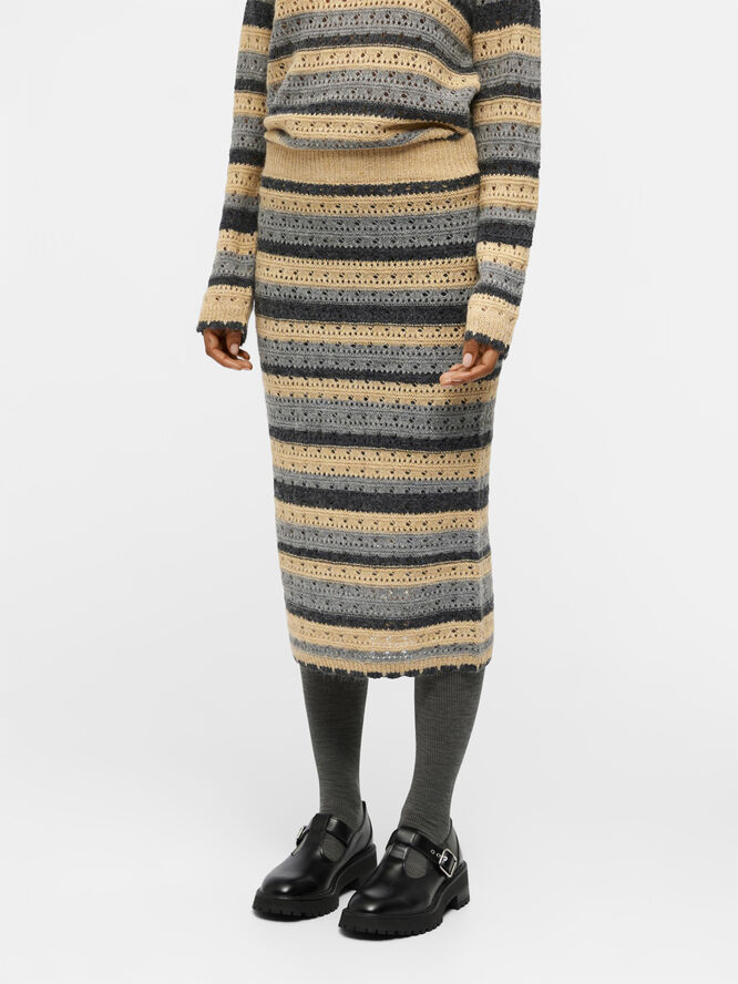 Object OBJSARO HW KNIT SKIRT 130 Medium grey melange/sandshell