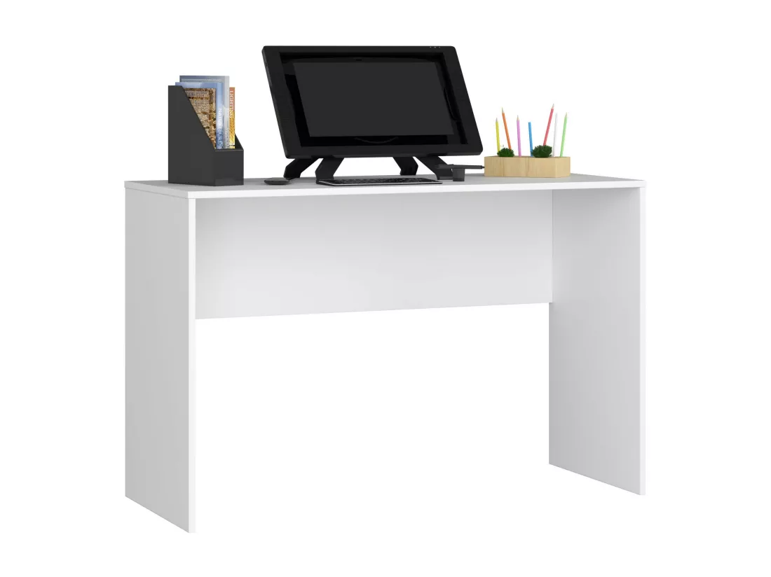 Ensemble d'angle AKORD bureau B17 avec commode Blanc 120 cm 1 porte 1 tiroir façade Blanche 6 étagères 120x126x79 cm