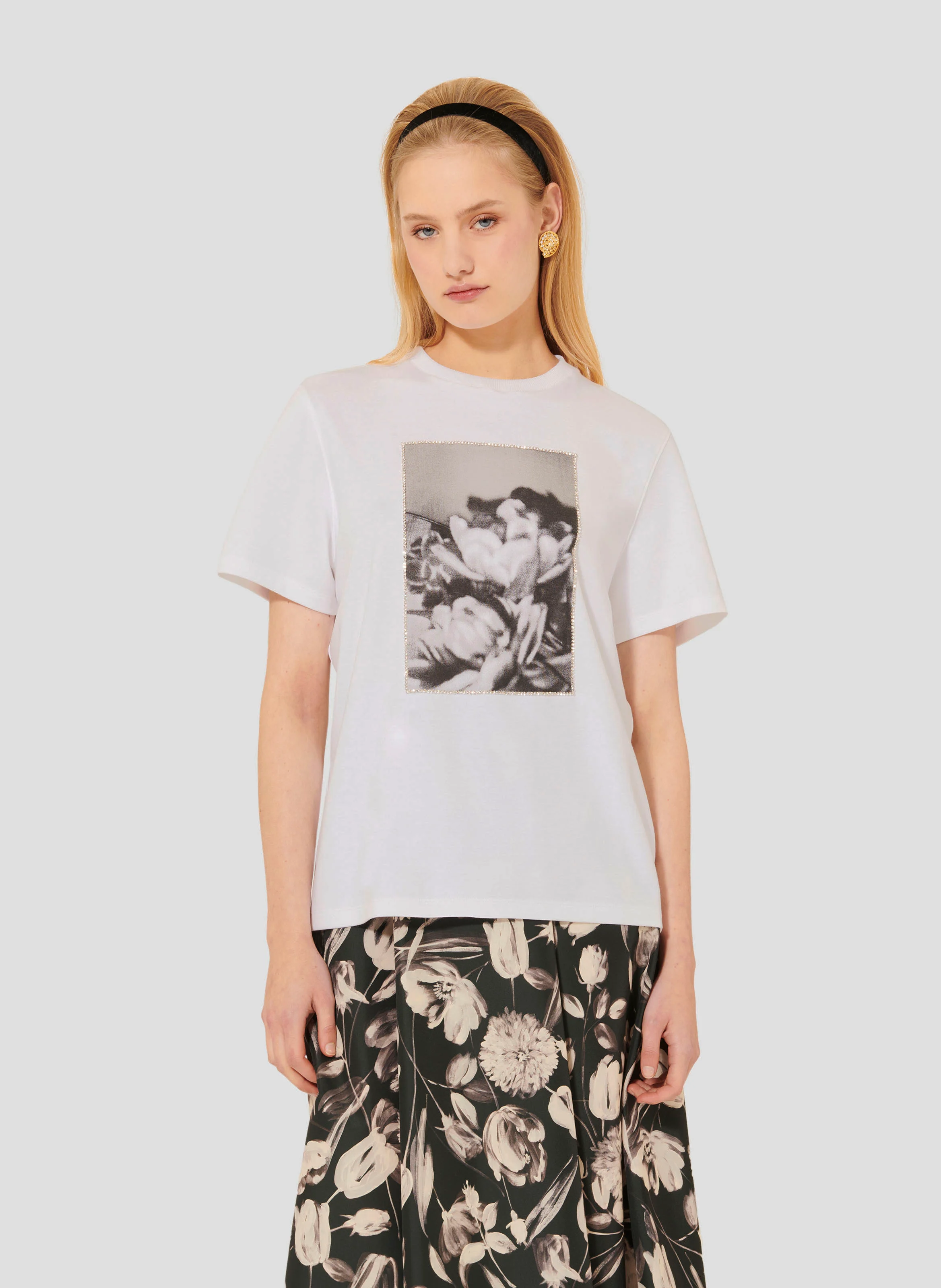 TARATULIP - Tee-shirt droit imprimé en coton| Blanc