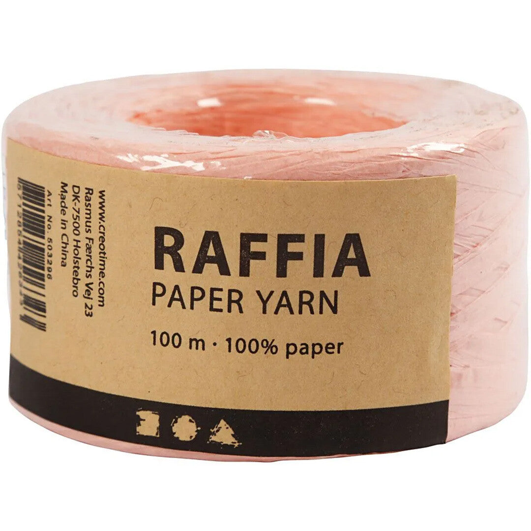 Creativ company rol raffia papiergaren - lichtroze - 100m