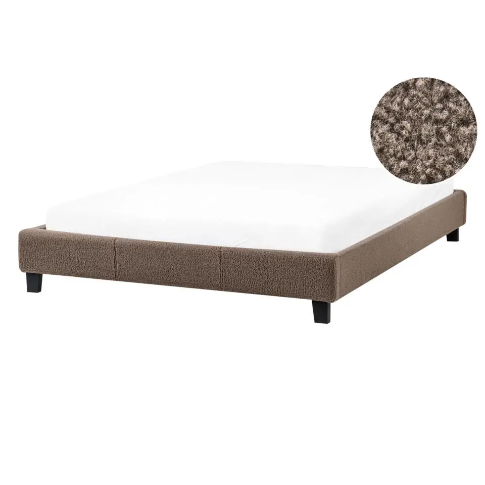 ROANNE - Tweepersoonsbed - Taupe - 140 x 200 cm - Bouclé