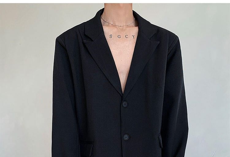 Orungeetun - Blazer met inkeping, revers, effen geruit paneel en enkele rij knopen