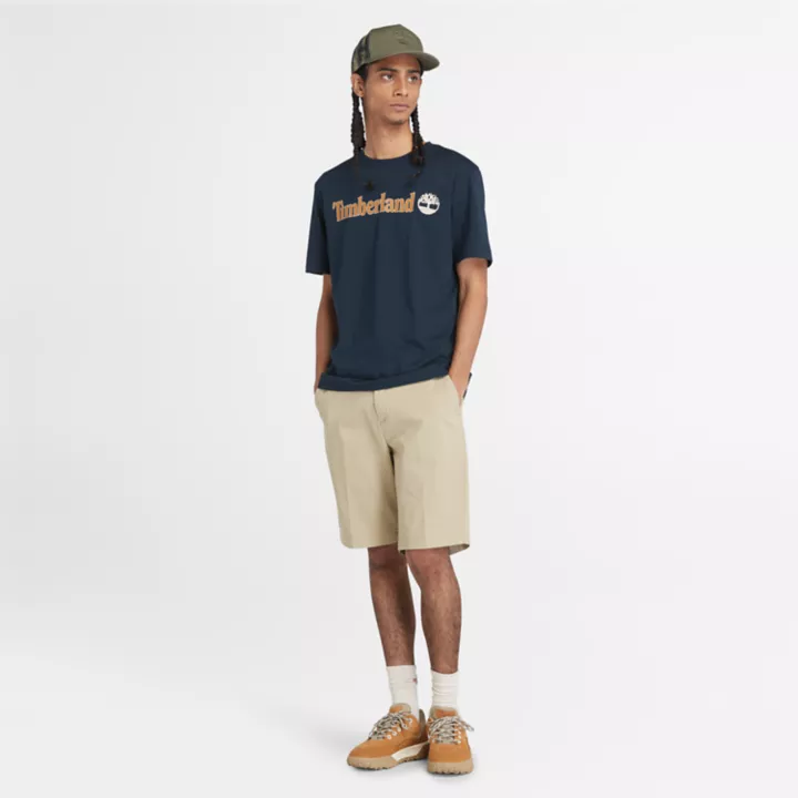 T-shirt à logo linéaire pour homme en bleu marine