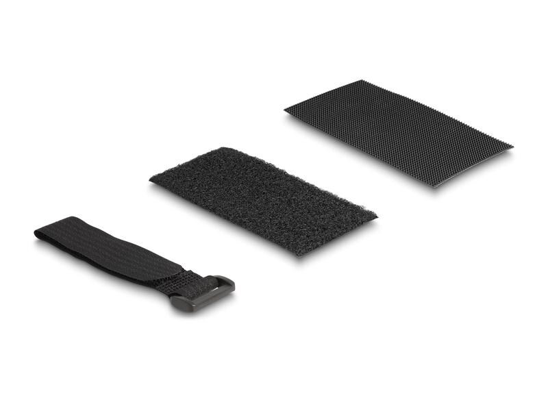 Delock Klettpad mit Klett-Kabelbinder Set 10 Stück Delock Klettpad selbstklebend mit Klett-Kabelbinder Set 10 Stück schwarz