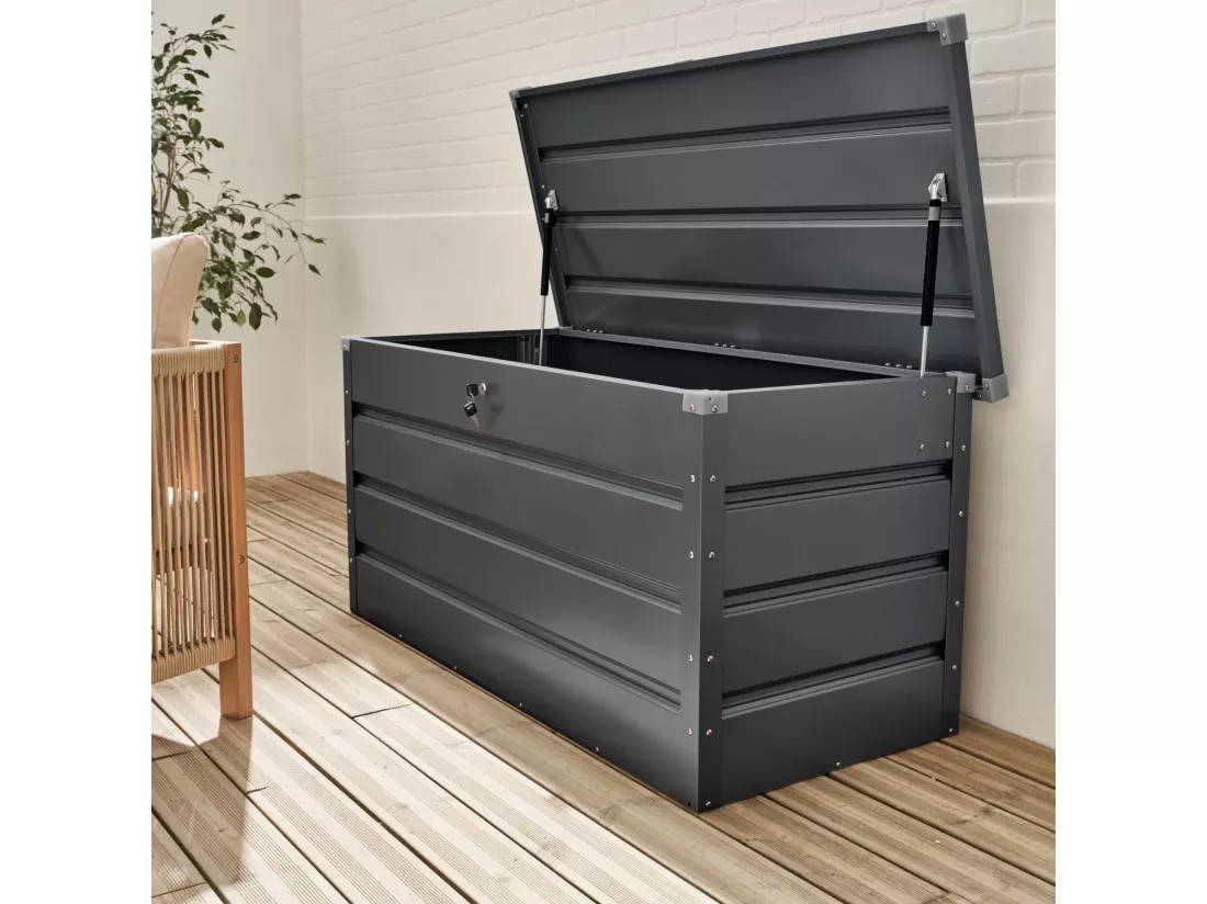 Coffre de jardin en métal - DETROIT- 385L anthracite