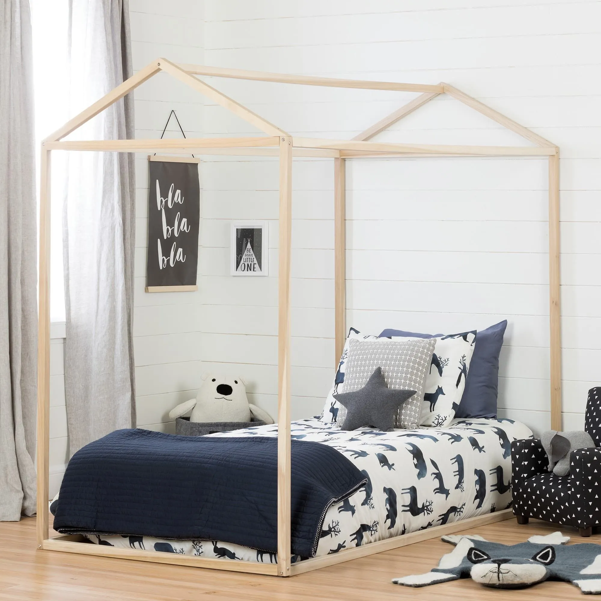 South Shore Lit Maison Lit Simple Sweedi - Bois Naturel