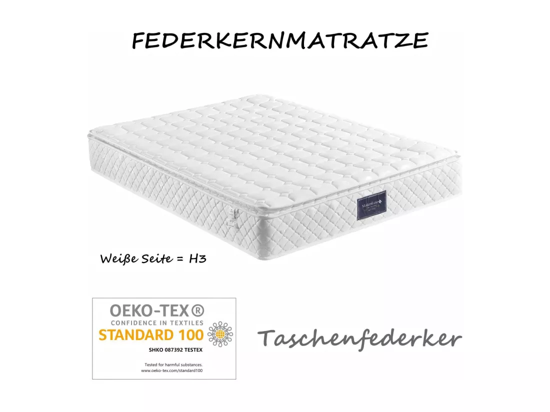 Lit coffre en tissu coton 160x200cm + Matelas, tête de lit réglable, avec lampe de lecture et port de charge, Beige