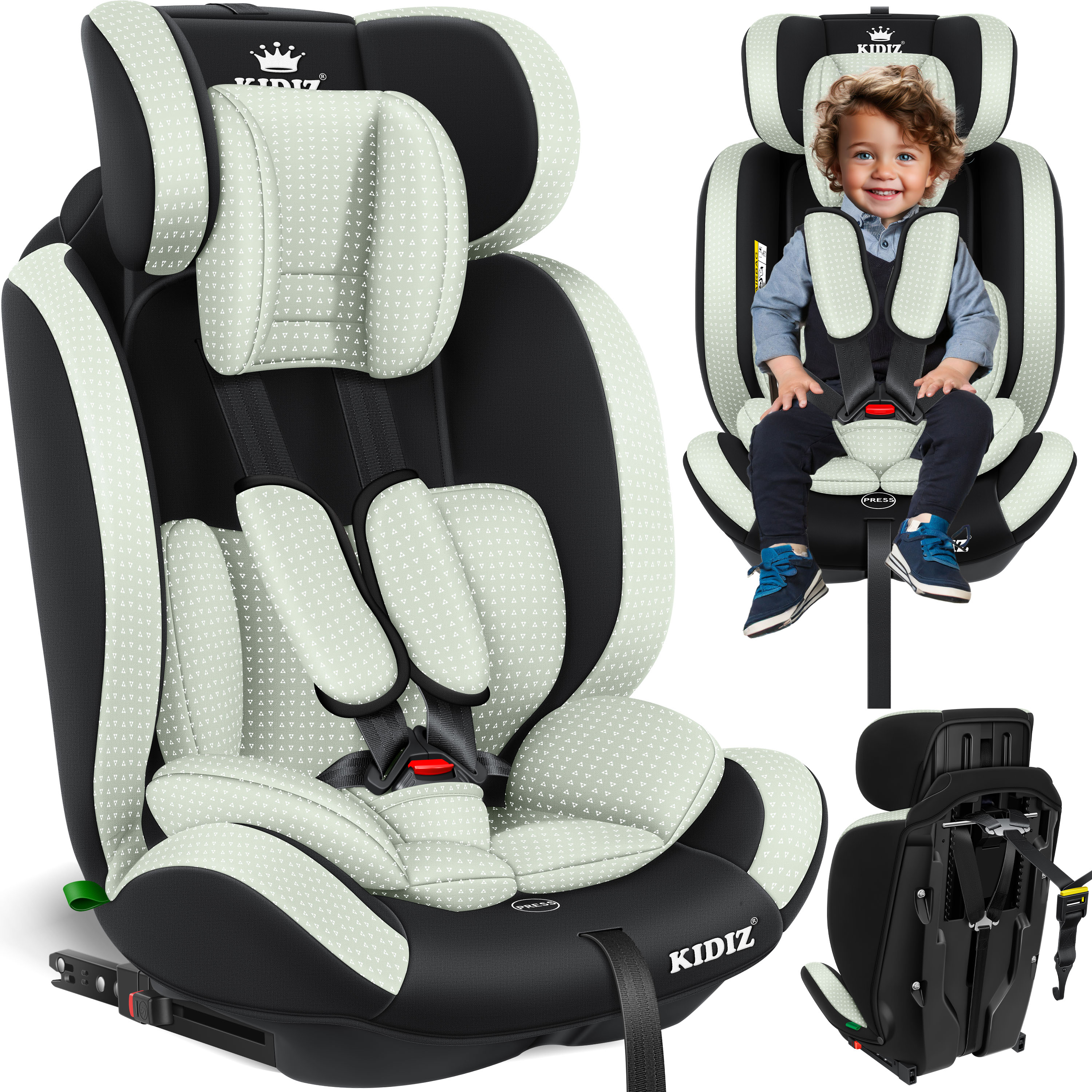 KIDIZ® Autokindersitz Triangle Premium Kindersitz Kinderautositz | Autositz Sitzschale | 9 kg - 36 kg 1-12 Jahre | Gruppe 1/2/3 | universal | zugelassen nach ECE R129/03 | mit Isofix
