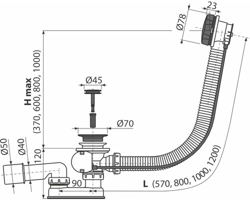 Afvoer- en overloopfitting, matzwart, 1 1/2