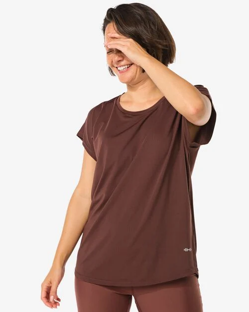 t-shirt de sport femme marron foncé