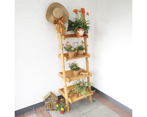Houten bloemenladder “Helma”, 46 x 58 x 177 cm, honingkleurig