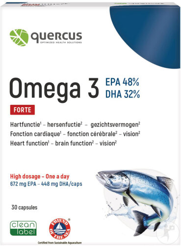 Quercus Oméga 3 Forte EPA + DHA Fonction Cardiaque Et Cérébrale 30 Capsules