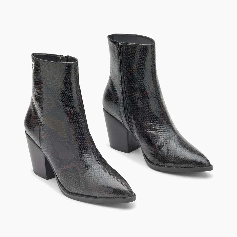 Bottines-Bottines santiags Dina noir serpent à talon