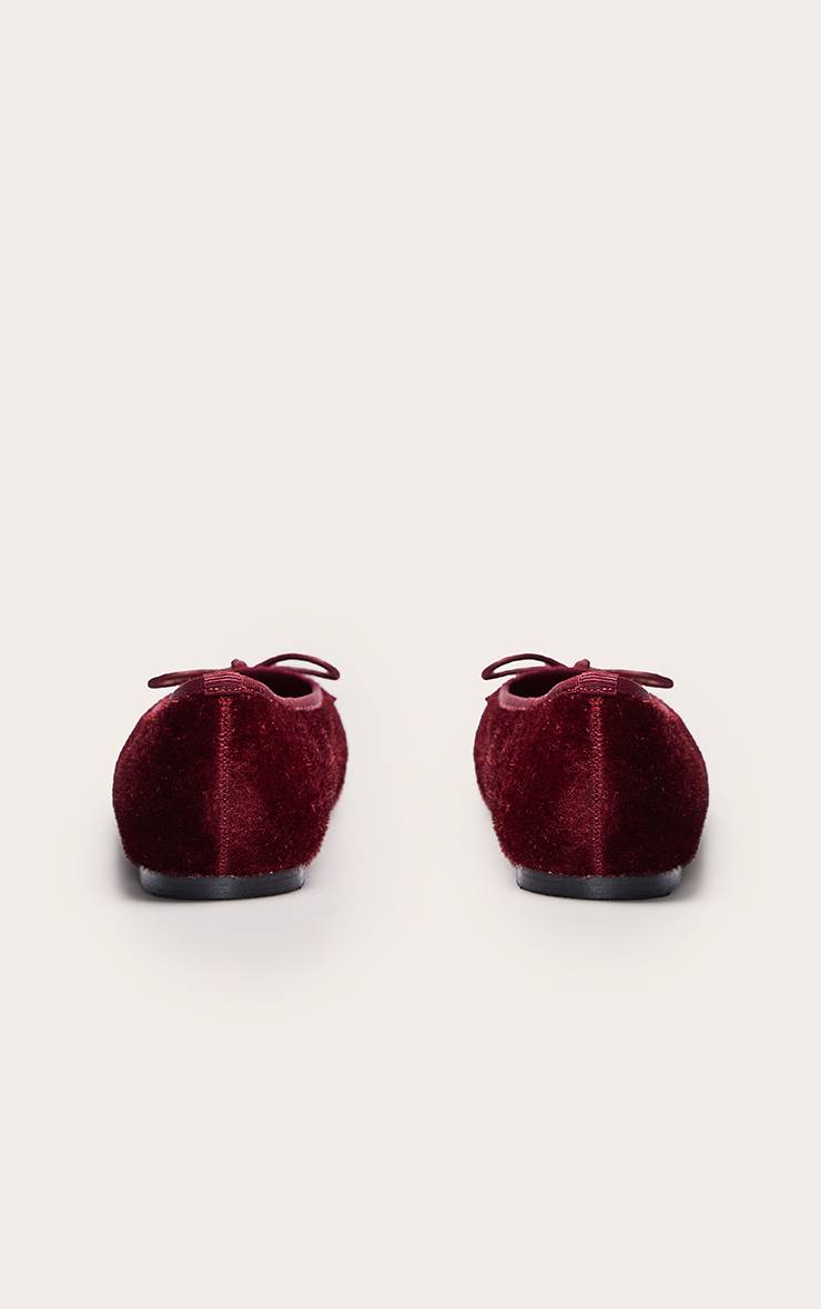 Rouge Bordeaux Ballerine En Peau De Poney