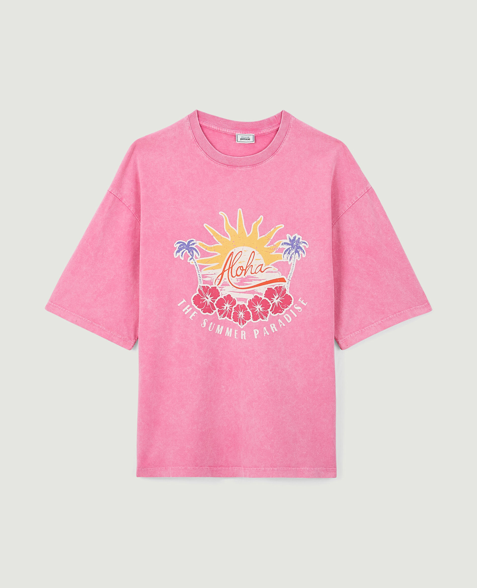T-shirt oversize avec imprimé - Rose