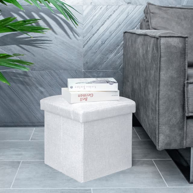 Foldbar Skammel 30x30x30 cm Taburet (hvid)