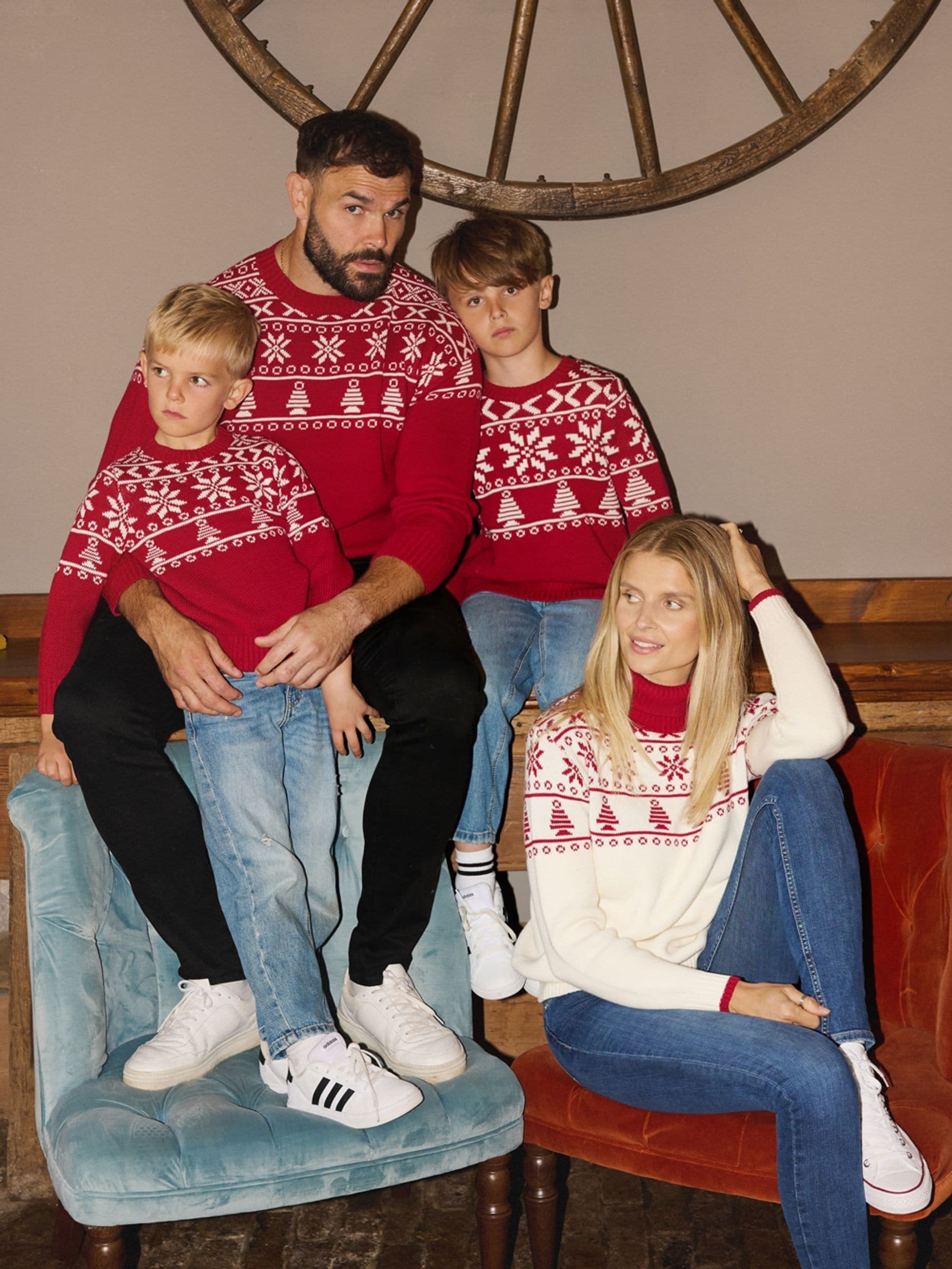 The Little Tailor rode Kerstmis Trui van katoen met half fairislemotief