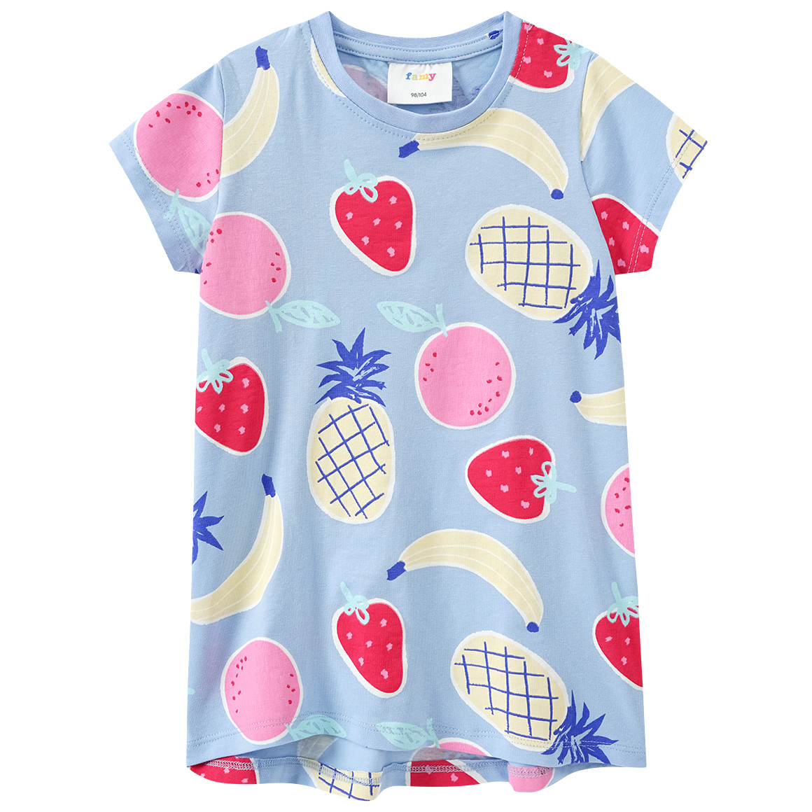 Famy 3 Mädchen T-Shirts mit bunten Motiven hellgelb / rot / hellblau