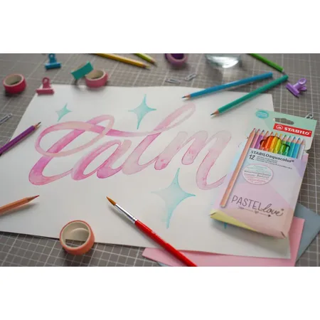 Aquarell-Buntstift - STABILOaquacolor - Pastellove Set - 12er Pack - mit 12 verschiedenen Farben