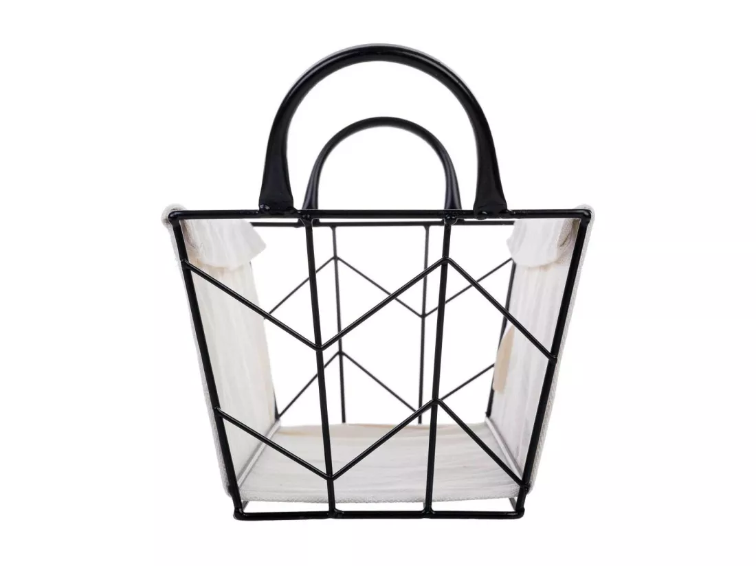 Panier de rangement en métal et tissu 30x18x14/23
