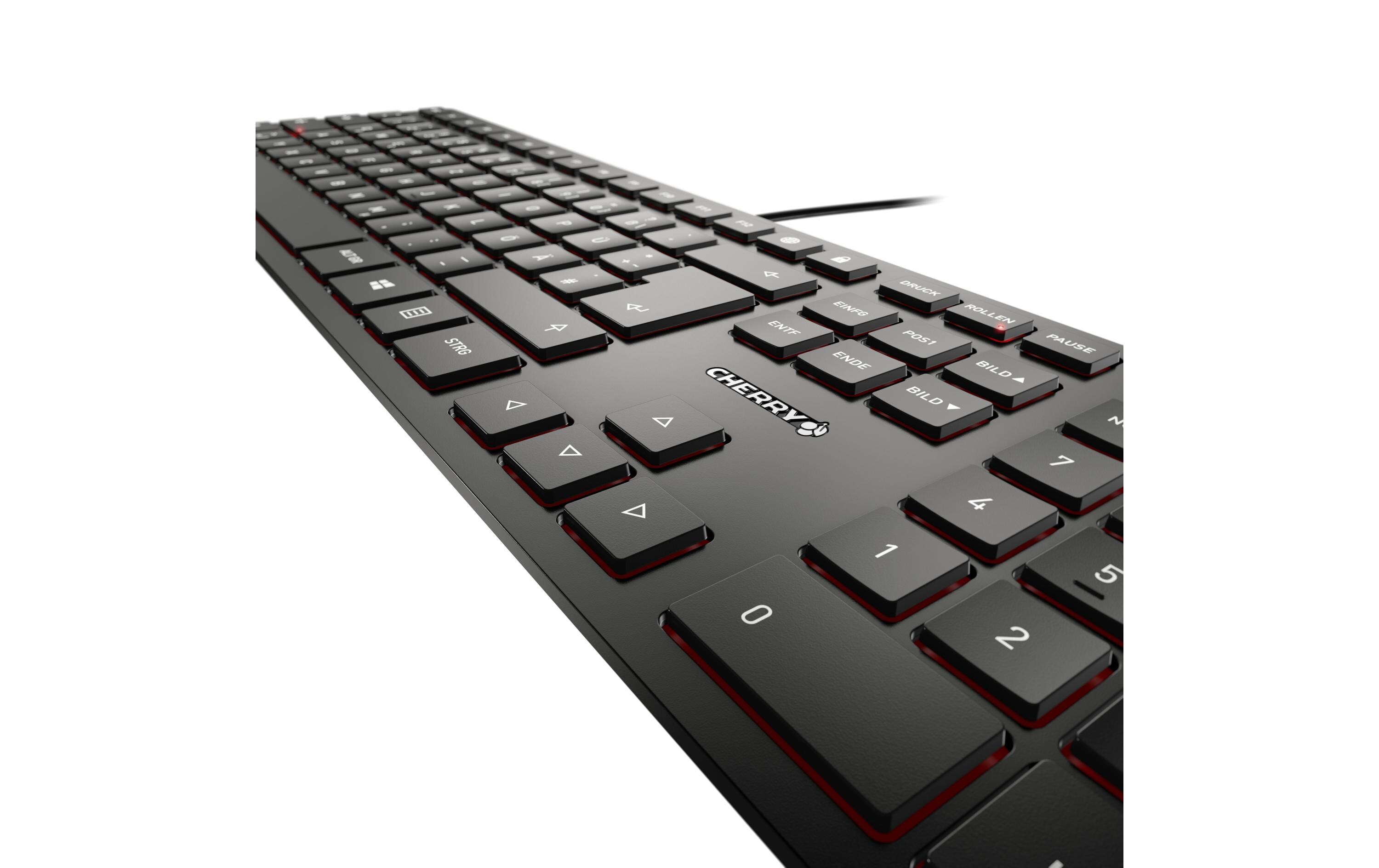 Tastatur KC 6000 Slim CH-Layout SchwarzFlache Kabel-Tastatur